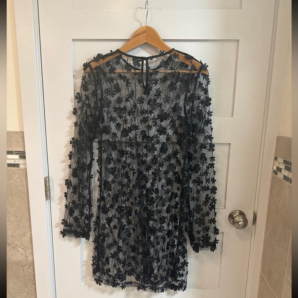 Stine Goya Sheer Floral Appliqué Dress S